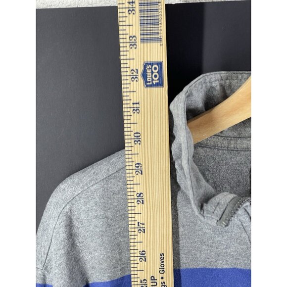 Chaps Long Sleeve Blue and Gray Striped T-Shirt (Size L) - Picture 6 of 7